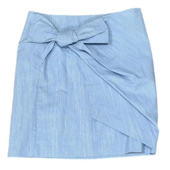NWT ANN TAYLOR LOFT Coastal Blue Pencil Skirt Bow Front Back Zip Lined Sz 2 XS - Picture 7 of 11